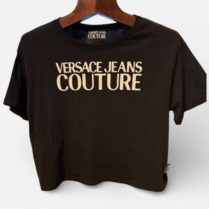 Versace Jeans Couture Black T-Shirt cropped size XL women used once